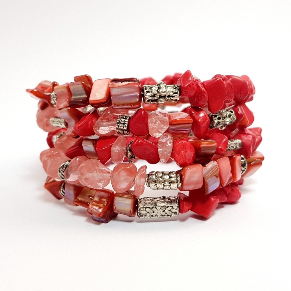 Full Red Quartz 5 lines Bracelet